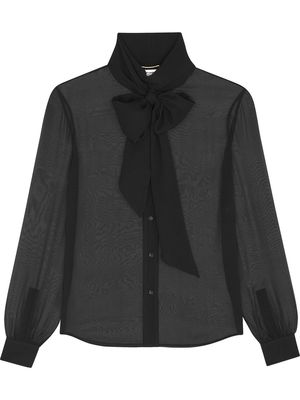 Saint Laurent lace-up silk blouse - Black