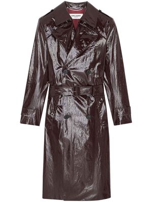 Saint Laurent lacquered-finish long trench coat