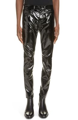 Saint Laurent Lacquered Skinny Jeans in Shiny Lacquered Blac