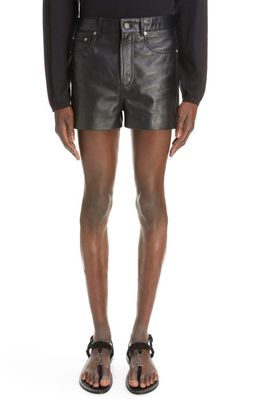 Saint Laurent Lambskin Leather Shorts in Noir