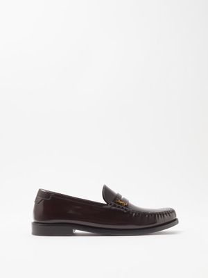 Saint Laurent - Le Loafer Ysl-logo Leather Loafers - Womens - Burgundy