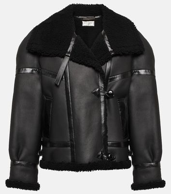 Saint Laurent Leather and shearling jacket