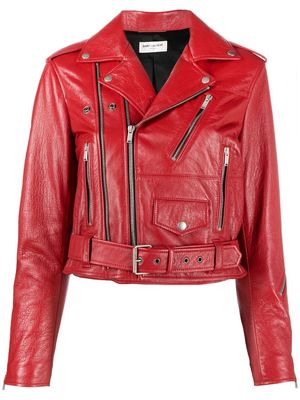 Saint Laurent leather biker jacket - Red