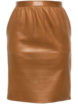 Saint Laurent leather pencil skirt - Brown