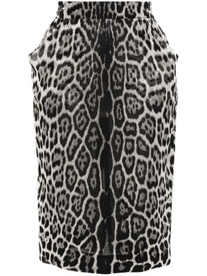 Saint Laurent leopard-print silk skirt - Black