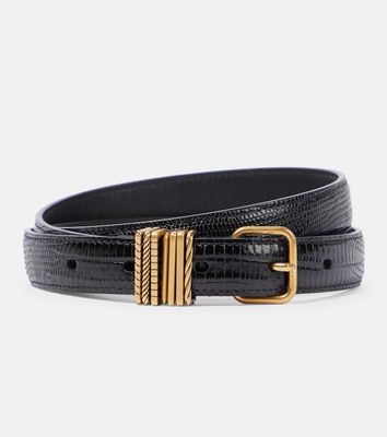 Saint Laurent Lizard-effect patent leather belt