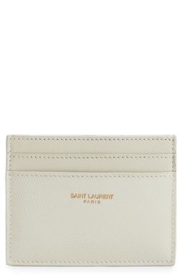 Saint Laurent Lizard Embossed Leather Card Case in Crema Soft