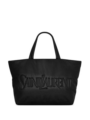 Saint Laurent logo-debossed leather tote bag - Black