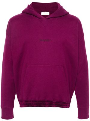 Saint Laurent logo-embroidered cotton hoodie - Purple