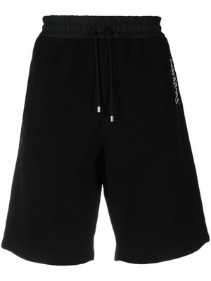 Saint Laurent logo-embroidered cotton shorts - Black