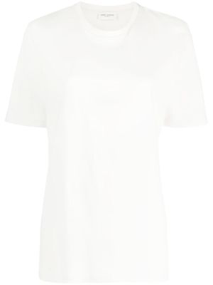 Saint Laurent logo-embroidered cotton T-shirt - White