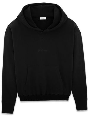 Saint Laurent logo-embroidered organic cotton hoodie - Black