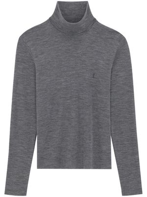 Saint Laurent logo-embroidered roll-neck jumper - Grey