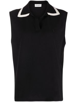 Saint Laurent logo-embroidered sleeveless top - Black