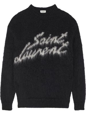 Saint Laurent logo intarsia-knit jumper - Black