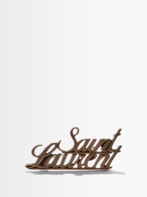 Saint Laurent - Logo Metal Brooch - Mens - Silver