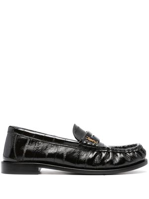 Saint Laurent logo-plaque leather loafers - Black