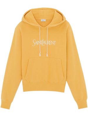 Saint Laurent logo-print cotton hoodie - Yellow