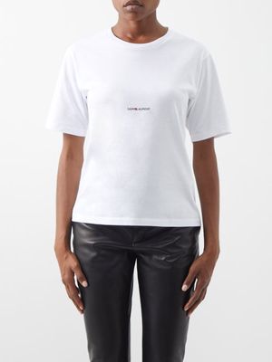 Saint Laurent - Logo-print Cotton-jersey T-shirt - Womens - White