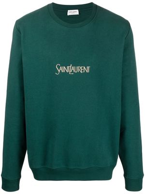 Saint Laurent logo-print cotton sweatshirt - Green
