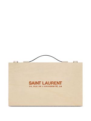 Saint Laurent logo-print wood painting bag - Neutrals