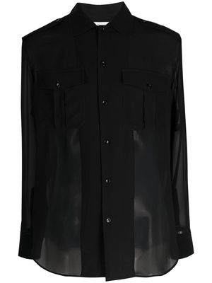 Saint Laurent long-sleeve sheer silk shirt - Black