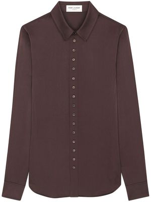 Saint Laurent long-sleeve silk shirt - Brown