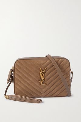 SAINT LAURENT - Lou Medium Quilted Suede And Leather Shoulder Bag - Brown