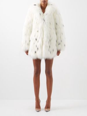 Saint Laurent - Lynx-spot Faux-fur Coat - Womens - Cream