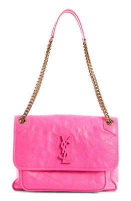 Saint Laurent Medium Niki Matelassé Leather Shoulder Bag in Rose Glow