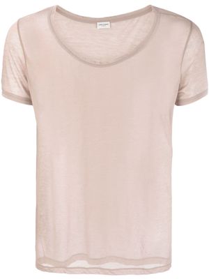 Saint Laurent mélange-effect sheer cotton T-shirt - Neutrals