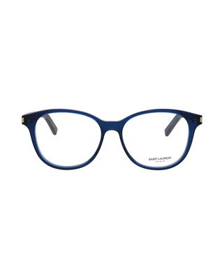 Saint Laurent Men's Round Eyeglasses in Shiny Transparent Blue