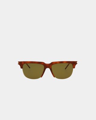 Saint Laurent Men's Square Frame Sunglasses in Havana Gold Brown