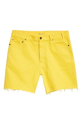 Saint Laurent Men's Stonewash Denim Baggy Shorts in 7040 - Bright Yellow