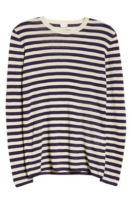 Saint Laurent Men's Stripe Linen & Silk Sweater in Natural/Violet