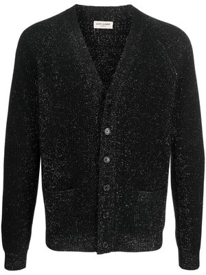 Saint Laurent metallic-threading ribbed-knit cardigan - Black