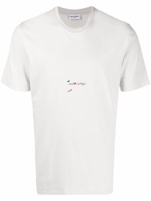 Saint Laurent micro-logo short-sleeve T-shirt - Neutrals