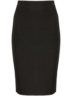 Saint Laurent mid-rise fine-ribbed pencil skirt - Brown