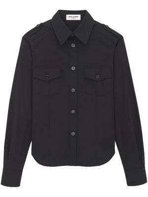 Saint Laurent Military button-up cotton shirt - Black
