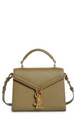 Saint Laurent Mini Cassandra Leather Top Handle Bag in Vert Kaki