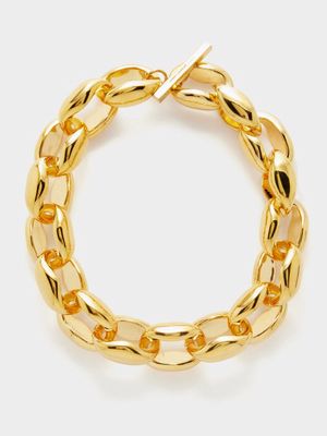 Saint Laurent - Modernist Oversized Cable-link Necklace - Womens - Yellow Gold