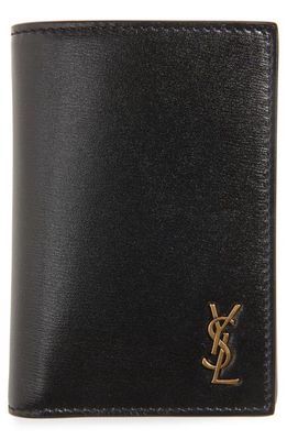 Saint Laurent Monogram Bifold Leather Wallet in Black