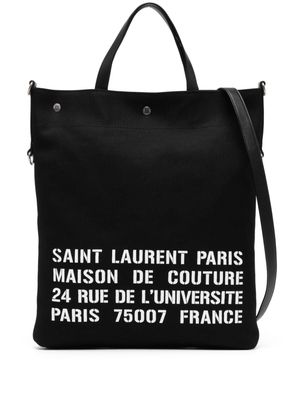 Saint Laurent North/South canvas tote bag - Black