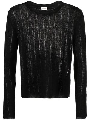 Saint Laurent openwork rib-knit jumper - Black