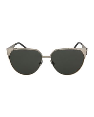 Saint Laurent Oval Core Sunglasses in Silver