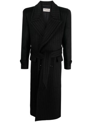 Saint Laurent oversize pinstriped wool coat - Black