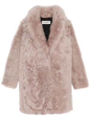Saint Laurent oversized shearling jacket - Pink