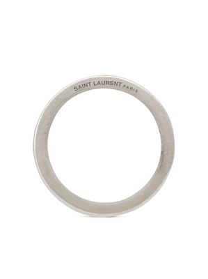 Saint Laurent oxidised-finish logo-engraved ring - Silver