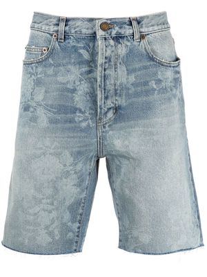 Saint Laurent paint splatter-print denim shorts - Blue