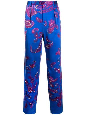 Saint Laurent paisley-print tailored trousers - Blue
